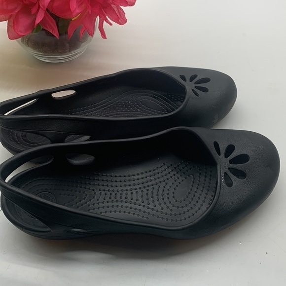 Crocs Black Sling Back flat Sandal Sz 9. CR0192A - Picture 3 of 7